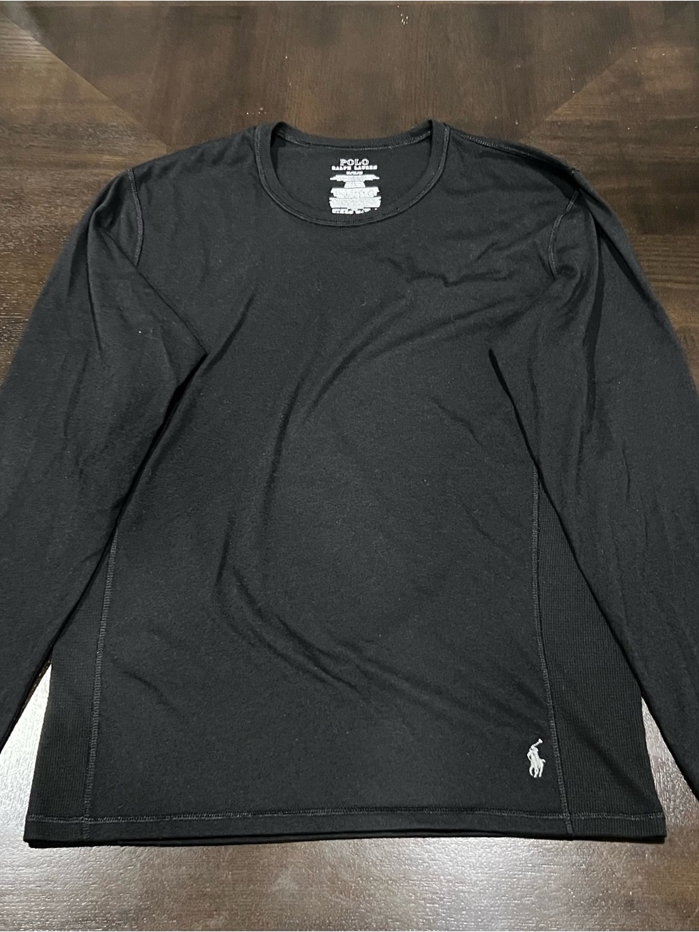 Polo Ralph Lauren Men's M Long Sleeve Crew Neck Breathable Logo T-Shirt Black